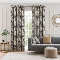 Gingko Cut Velvet Eyelet Curtains -Home Furnishing Store 30931025 alt01