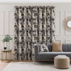 Gingko Cut Velvet Eyelet Curtains -Home Furnishing Store 30931025 alt03