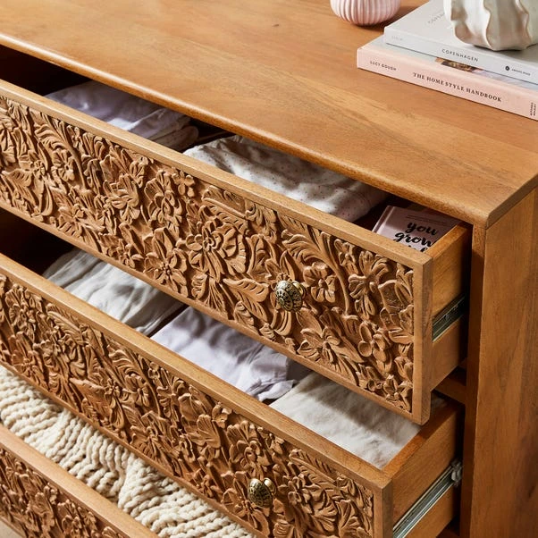 Jules Hand Carved 3 Drawer Chest 6 Jules Hand Carved 3 Drawer Chest - Image 4