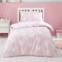 Catherine Lansfield Brushed Hearts Brushed Cotton Duvet Cover And Pillowcase Set 32 Catherine Lansfield Brushed Hearts Brushed Cotton Duvet Cover And Pillowcase Set -Home Furnishing Store 30931965