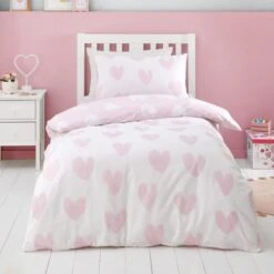 Catherine Lansfield Brushed Hearts Brushed Cotton Duvet Cover And Pillowcase Set 34 Catherine Lansfield Brushed Hearts Brushed Cotton Duvet Cover And Pillowcase Set -Home Furnishing Store 30931965 alt02