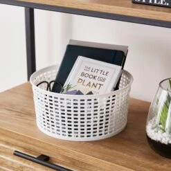 Checked Plastic 3L Round Basket -Home Furnishing Store 30933382