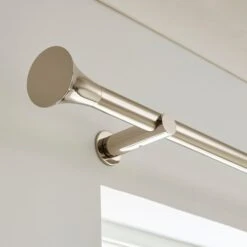 Flush Trumpet Fixed Metal Curtain Pole With Rings -Home Furnishing Store 30934522