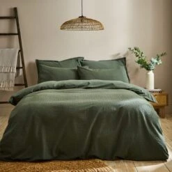Seersucker Woven Cotton Duvet Cover & Pillowcase Set 28 Seersucker Woven Cotton Duvet Cover & Pillowcase Set -Home Furnishing Store 30934693