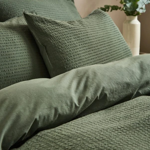 Seersucker Woven Cotton Duvet Cover & Pillowcase Set 10 Seersucker Woven Cotton Duvet Cover & Pillowcase Set - Image 8