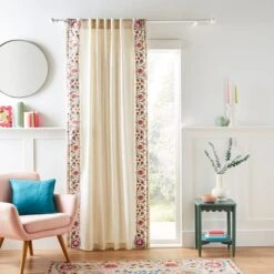 Hani Embroidered Hidden Tab Top Single Voile Panel -Home Furnishing Store 30935659