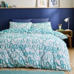 Aqua Doodle Reversible Duvet Cover And Pillowcase Set 29 Aqua Doodle Reversible Duvet Cover And Pillowcase Set -Home Furnishing Store 30937746