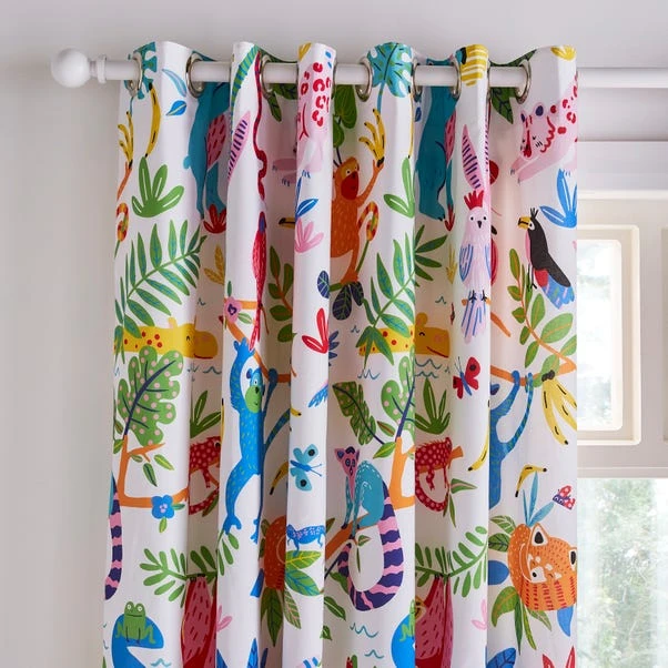 Bright Animals Blackout Eyelet Curtains 3 Bright Animals Blackout Eyelet Curtains