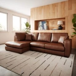 Carson Vintage Leather Large Corner Chaise Sofa -Home Furnishing Store 30938062