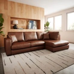 Carson Vintage Leather Large Corner Chaise Sofa -Home Furnishing Store 30938074