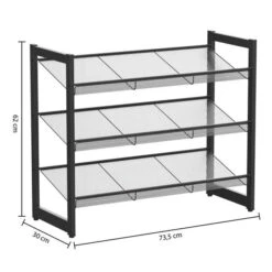 Metal Black 9 Pair Shoe Storage Rack 9 Metal Black 9 Pair Shoe Storage Rack -Home Furnishing Store 30944965 alt02