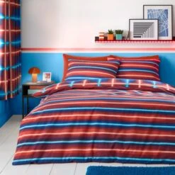 Red & Blue Neon Checks Reversible Duvet Cover And Pillowcase Set -Home Furnishing Store 30945317 alt02