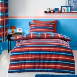 Red & Blue Neon Checks Reversible Duvet Cover And Pillowcase Set -Home Furnishing Store 30945413 alt02