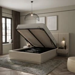 Oversized Ottoman Hotel Bed Frame, Boucle -Home Furnishing Store 30948507 alt01