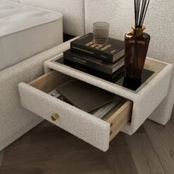 Oversized Ottoman Hotel Bed Frame, Boucle -Home Furnishing Store 30948507 alt02