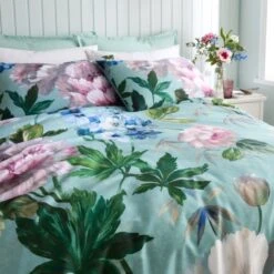 Amiri Blooms 180 Thread Count Cotton Sateen Duvet Cover & Pillowcase Set 25 Amiri Blooms 180 Thread Count Cotton Sateen Duvet Cover & Pillowcase Set -Home Furnishing Store 30957853 alt03