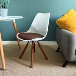 Fusion Living Soho White Plastic Dining Chair With Pyramid Legs -Home Furnishing Store 30960348