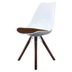 Fusion Living Soho White Plastic Dining Chair With Pyramid Legs -Home Furnishing Store 30960348 alt01