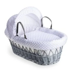 Clair De Lune Dimple Wicker Moses Basket With Deluxe Grey Rocking Stand -Home Furnishing Store 30961422 alt01