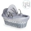 Clair De Lune Dimple Wicker Moses Basket With Deluxe Grey Rocking Stand -Home Furnishing Store 30961423