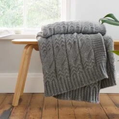 Bianca Cosy Soft Cable Knit Throw 130cm X 170cm -Home Furnishing Store 30962930