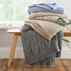 Bianca Cosy Soft Cable Knit Throw 130cm X 170cm -Home Furnishing Store 30962930 alt08