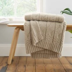 Bianca Cosy Soft Cable Knit Throw 130cm X 170cm -Home Furnishing Store 30962965