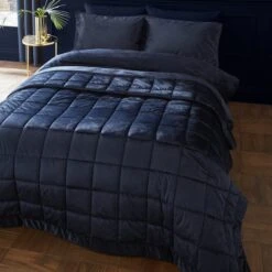Catherine Lansfield Kingsley Matt Velvet Quilted Bedspread -Home Furnishing Store 30963011