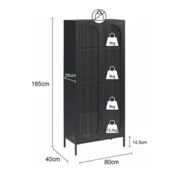 Luna Tall Fluted Sideboard, Glass -Home Furnishing Store 30965179 alt09