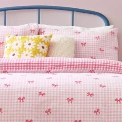 Riviera Gingham Bows Reversible Duvet Cover And Pillowcase Set -Home Furnishing Store 30972727 alt02