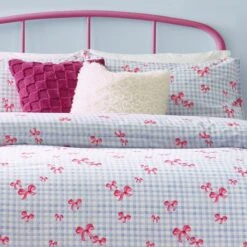 Riviera Gingham Bows Reversible Duvet Cover And Pillowcase Set -Home Furnishing Store 30972771 alt02
