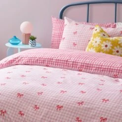 Riviera Gingham Bows Reversible Duvet Cover And Pillowcase Set -Home Furnishing Store 30972773 alt01