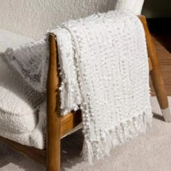 Arvo Boucle Polycotton Yarn Throw 130cm X 180cm -Home Furnishing Store 30974180
