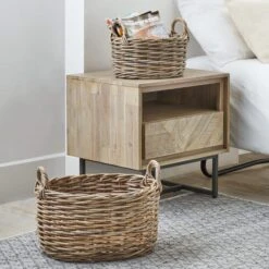 Set Of 2 Kubu Oval Storage Baskets