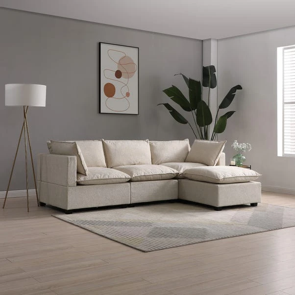 Moda 3 Seater Modular Sofa With Chaise, Natural Boucle 4 Moda 3 Seater Modular Sofa With Chaise, Natural Boucle - Image 2